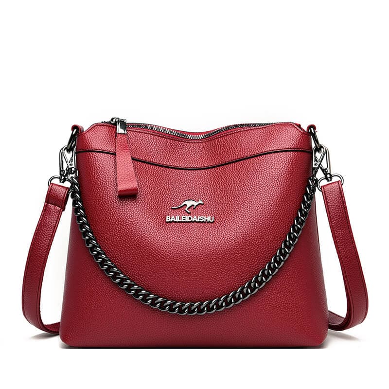 Bolsa Couro Feminina Correntes Lady Vermelho Bolsalady