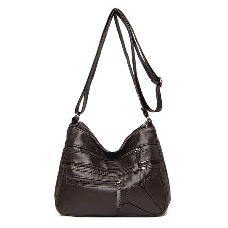 Bolsa De Couro Feminina Casual Café Bolsacasual