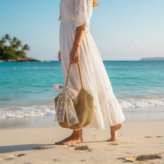 Bolsa de Crochê de Praia Caqui Laço