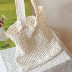 Bolsa de Crochê de Praia Grande Bege Magda