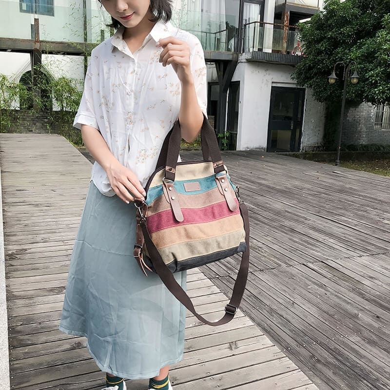 Bolsa Grande De Lona Feminina Rainbow Bolsarainbow