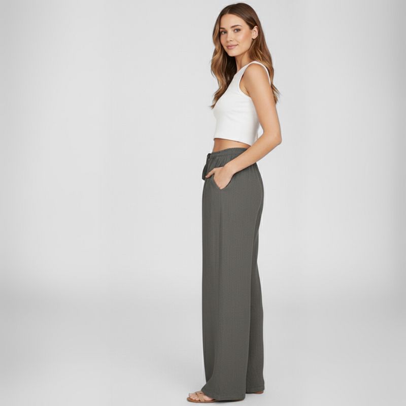 Calça Feminina de Algodão Cinza Escuro Mara