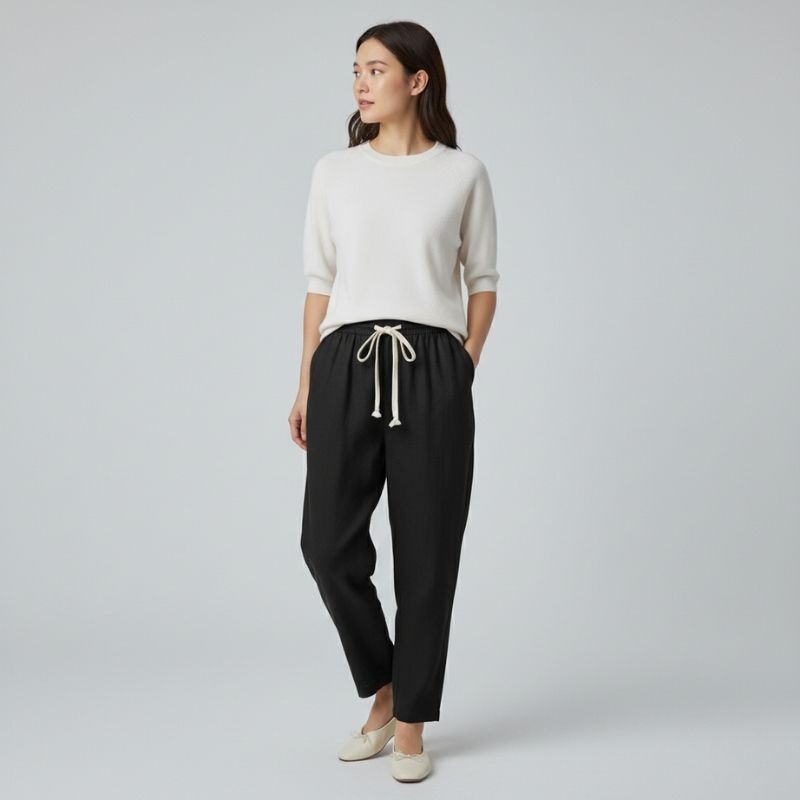 Calça Pantacourt Preta Feminina Judith