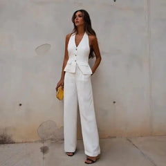 Conjunto Alfaiataria Colete E Calça Linho Branco - Coradon