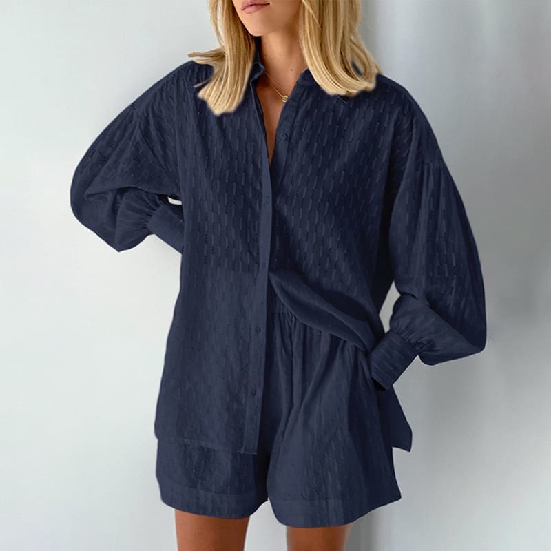 Conjunto Feminino Short E Blusa Tanny Azul Escuro / P Conjuntotanny