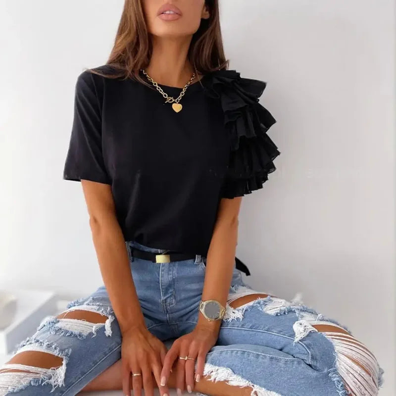 Blusa Feminina Manga Babados Jaque FLASH