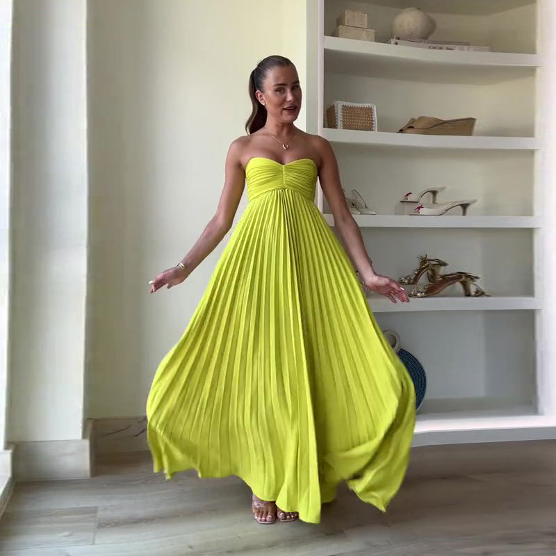 Vestido Longo Plissado Tomara Que Caia Eva