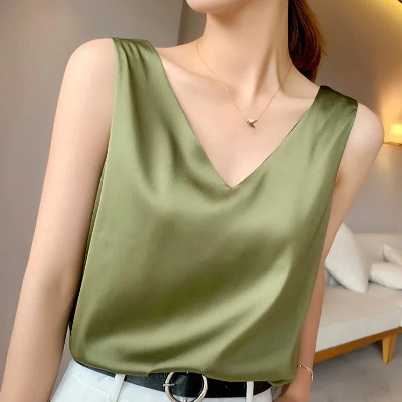 Blusa Feminina Seda Marcela Verde Abacate - Coradon
