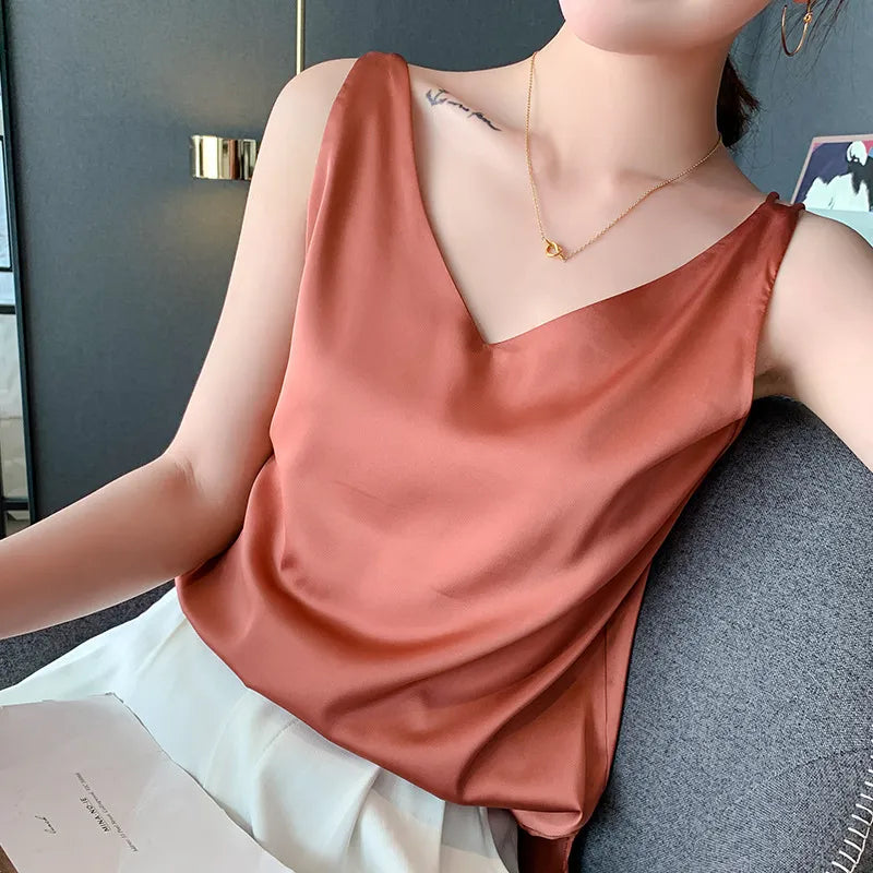 Blusa Feminina Seda Marcela Vermelho Claro - Coradon
