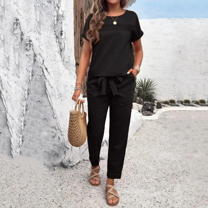 Conjunto Feminino Calça e Blusa Brenda Preto- Coradon