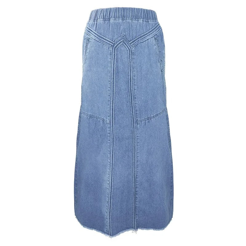 Saia Jeans Longa De Cintura Alta Miriam - Coradon