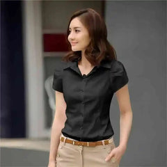 Blusa Feminina Manga Curta Social Vaiolet Preto - Coradon