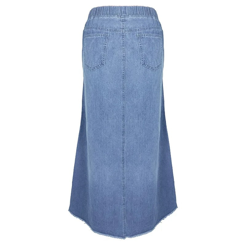 Saia Jeans Longa De Cintura Alta Miriam - Coradon