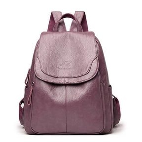 Mochila Couro Feminina Ana Roxo Mochilaana