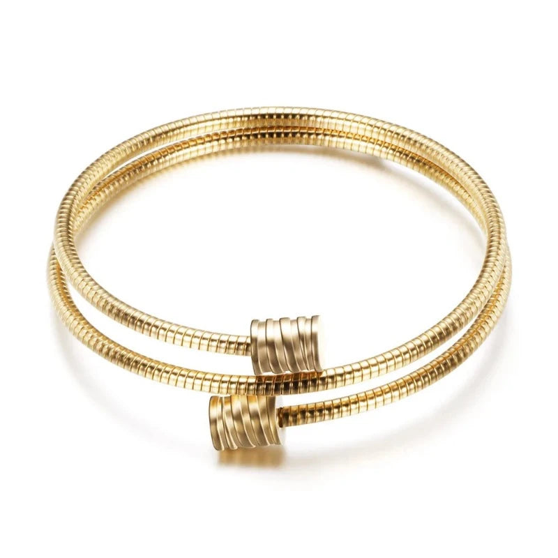 Bracelete Espiral Detalhado Banhado em Ouro 18K - Coradon