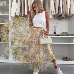 Saia Midi Evasê Lemon