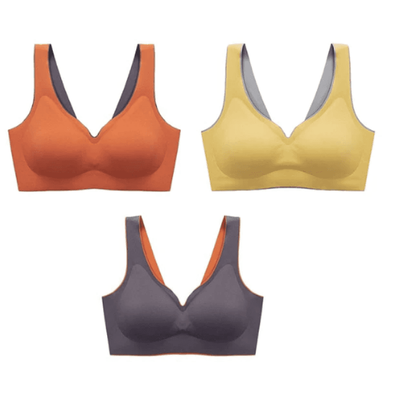Sutiã Laser Máximo Conforto [Compre 1 Leve 3 Com Preço De Fábrica] Laranja+Amarelo+Cinza / P