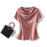 Blusa Feminina Seda Manga Curta Caryne