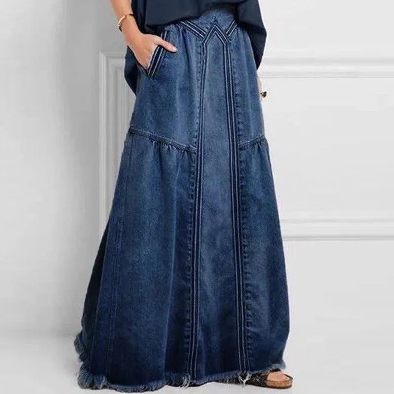 Saia Jeans Longa De Cintura Alta Miriam - Coradon