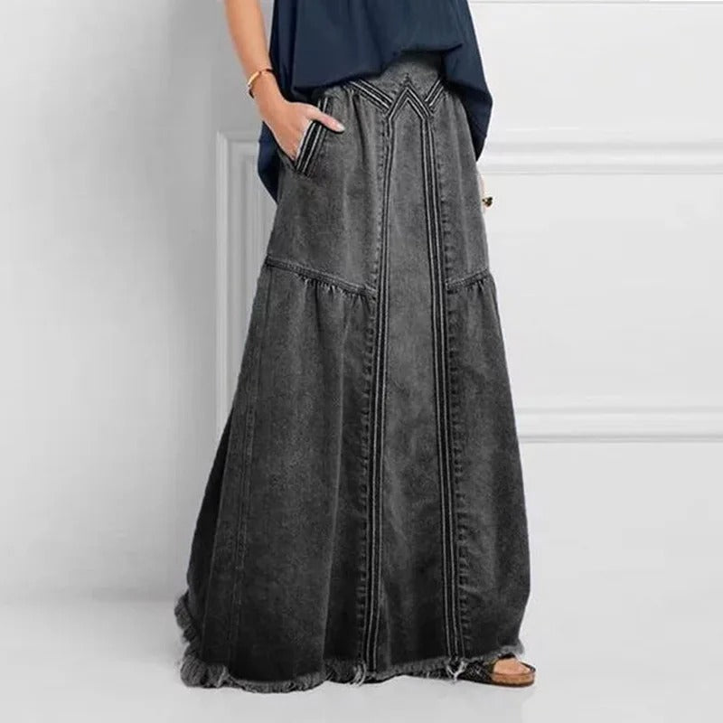 Saia Jeans Longa De Cintura Alta Miriam - Coradon