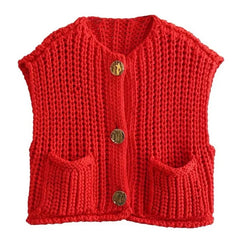 Colete Feminino De Crochê Charlotte Vermelho - Coradon