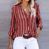 Camisa Feminina Listrada Jane Vermelho - Coradon