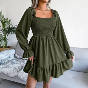 Vestido Feminino De Manga Plissado Roberta Verde - Coradon