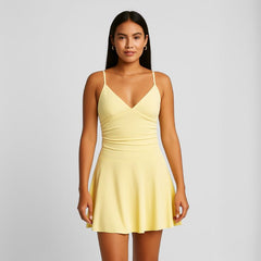 Vestido Curto Amarelo Manteiga Keti