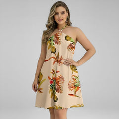 Vestido Curto Estampado Tropical