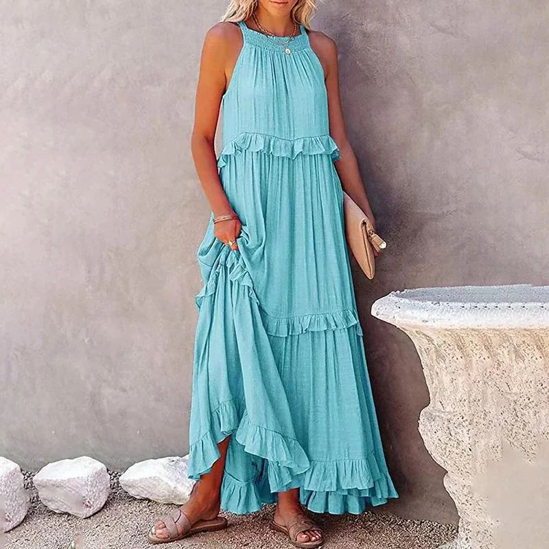 Vestido Longo Casual Babados Fiorella