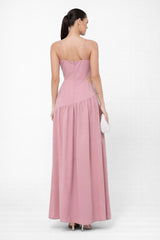 Vestido Longo de Festa Elegante Rosa Carina