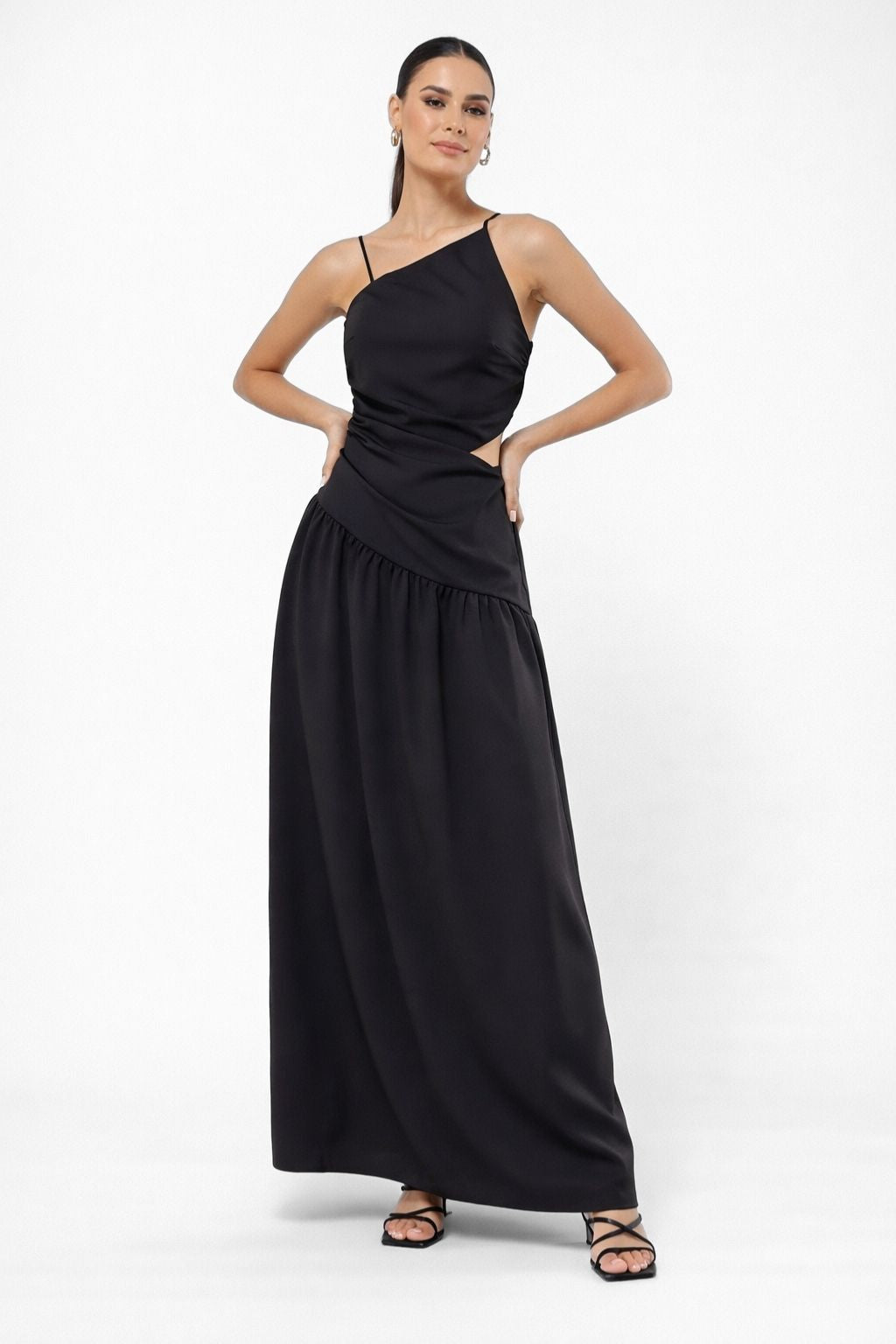 Vestido Longo Preto de Festa Elegante Carina