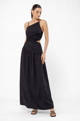 Vestido Longo Preto de Festa Elegante Carina