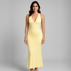 Vestido Midi Amarelo Manteiga Caroline