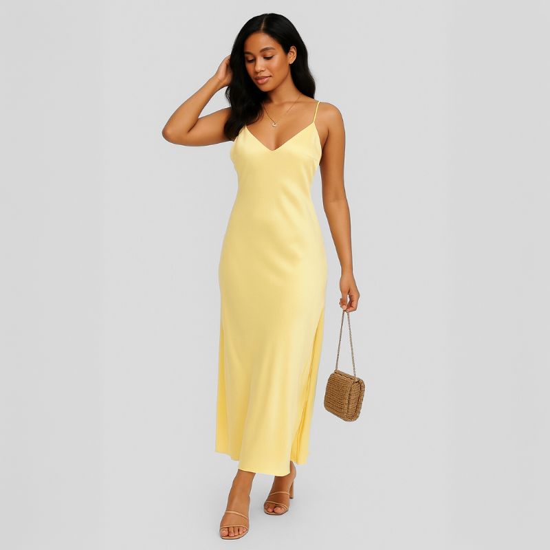 Vestido Midi Amarelo Manteiga Catarine