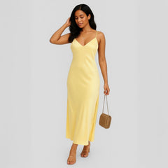 Vestido Midi Amarelo Manteiga Catarine