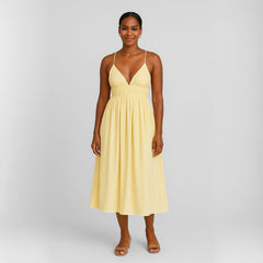Vestido Midi Amarelo Manteiga Erica
