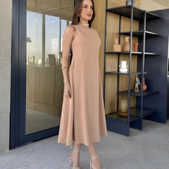 Vestido Midi Elegante Pêssego Chanel
