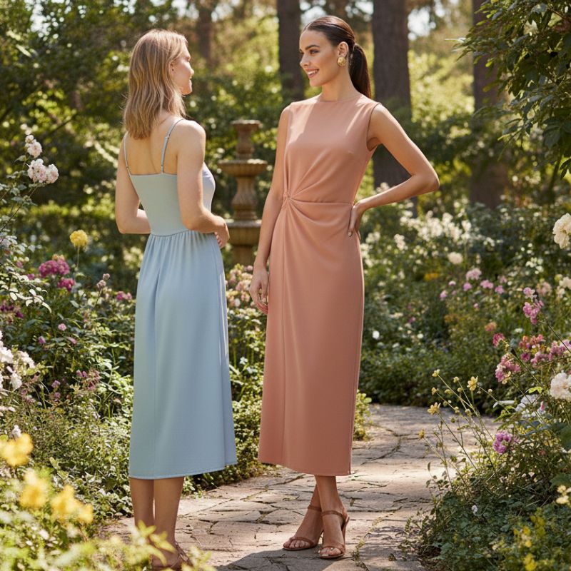 Vestido Midi Elegante Pêssego Jolie