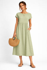 Vestido Midi Manga Curta Pamela