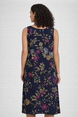 Vestido Midi Soltinho Azul Sem Mangas Hailey