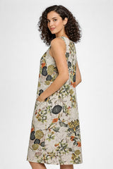 Vestido Midi Soltinho Bege Sem Mangas Hailey