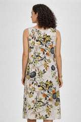 Vestido Midi Soltinho Bege Sem Mangas Hailey