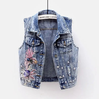 Colete Jeans Bordado Feminino Taissa