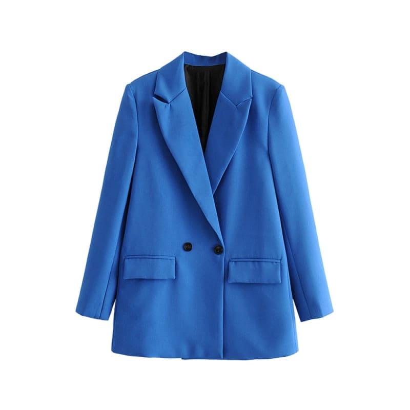 Blazer Feminino Alfaiataria Alongado Elegance Azul - Coradon