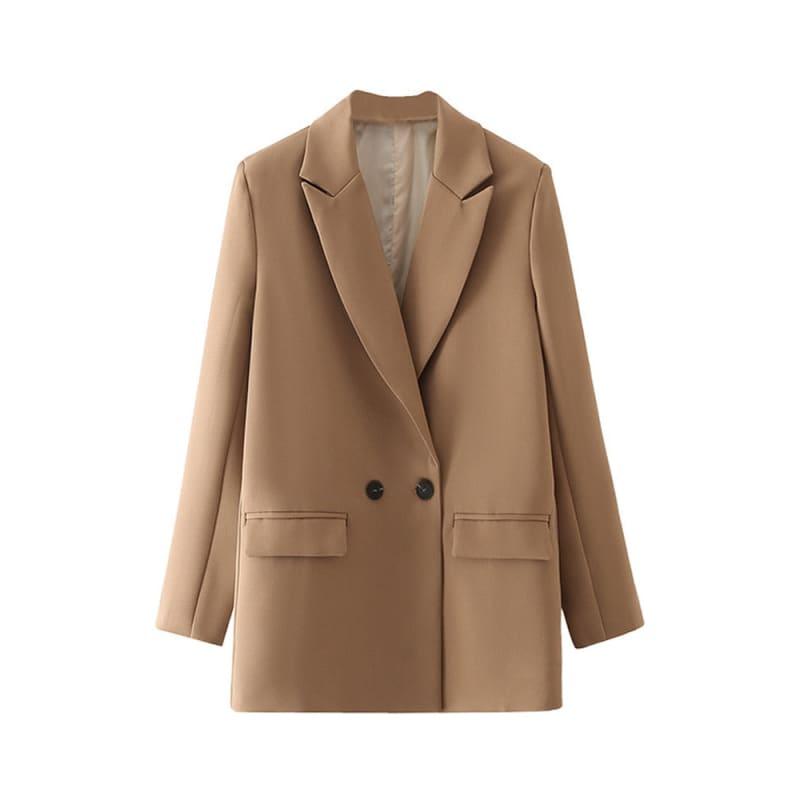 Blazer Feminino Alfaiataria Alongado Elegance Caqui - Coradon