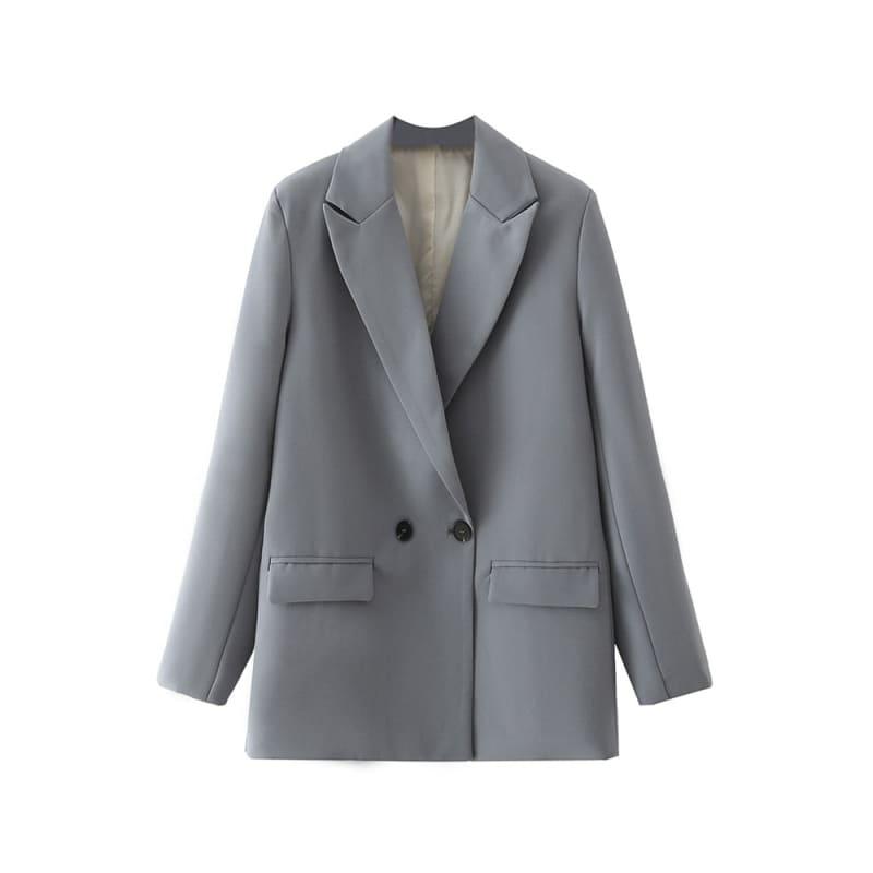 Blazer Feminino Alfaiataria Alongado Elegance Cinza - Coradon