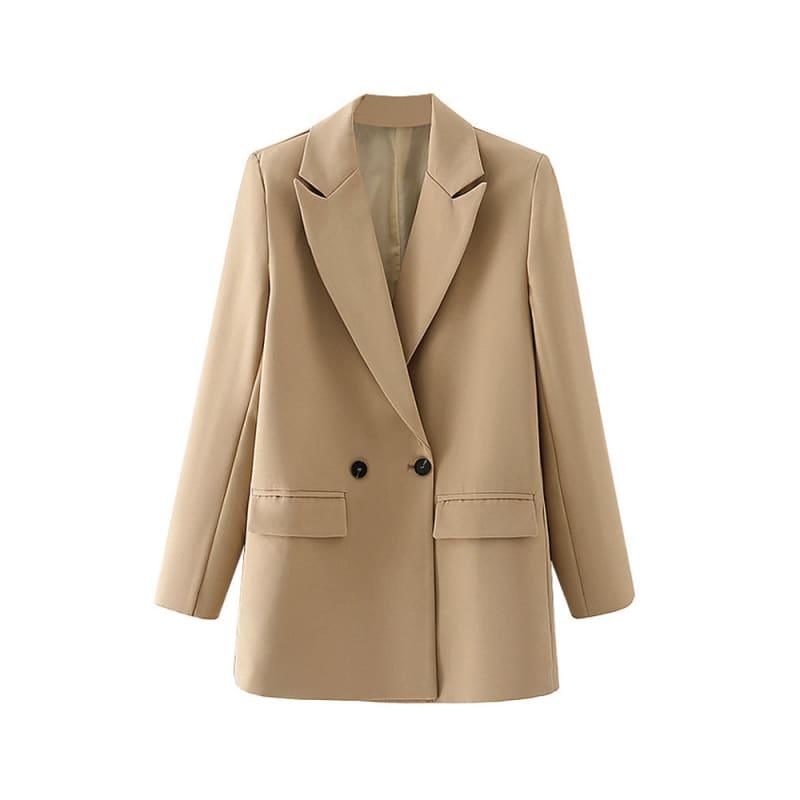 Blazer Feminino Alfaiataria Alongado Elegance Areia - Coradon