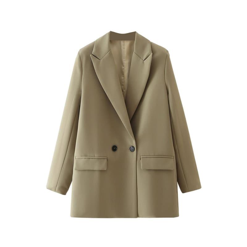 Blazer Feminino Alfaiataria Alongado Elegance Bege - Coradon