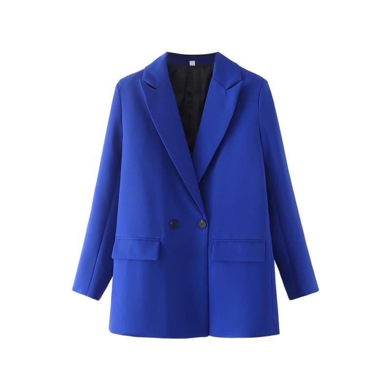 Blazer Feminino Alfaiataria Alongado Elegance Azul Escuro - Coradon